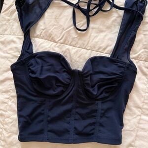 Elegant Navy Blue Bustier Top